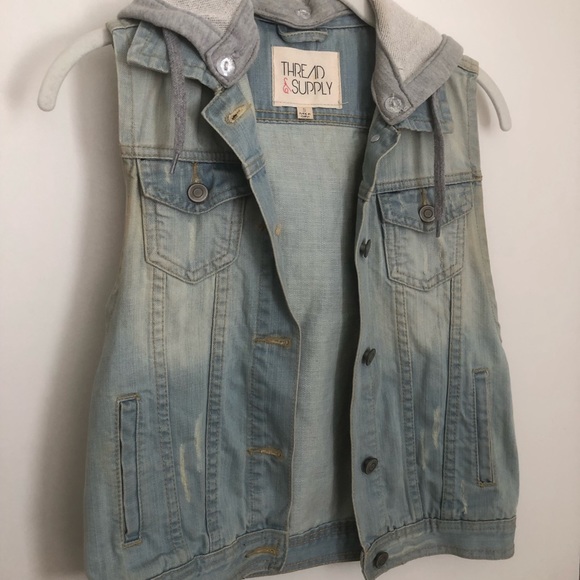 Thread & Supply Jackets & Blazers - Thread & Supply Denim Hooded Vest Size Small